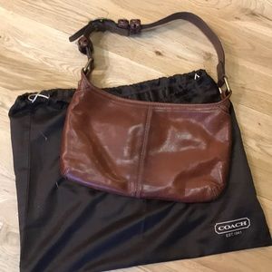 Brown leather coach bag